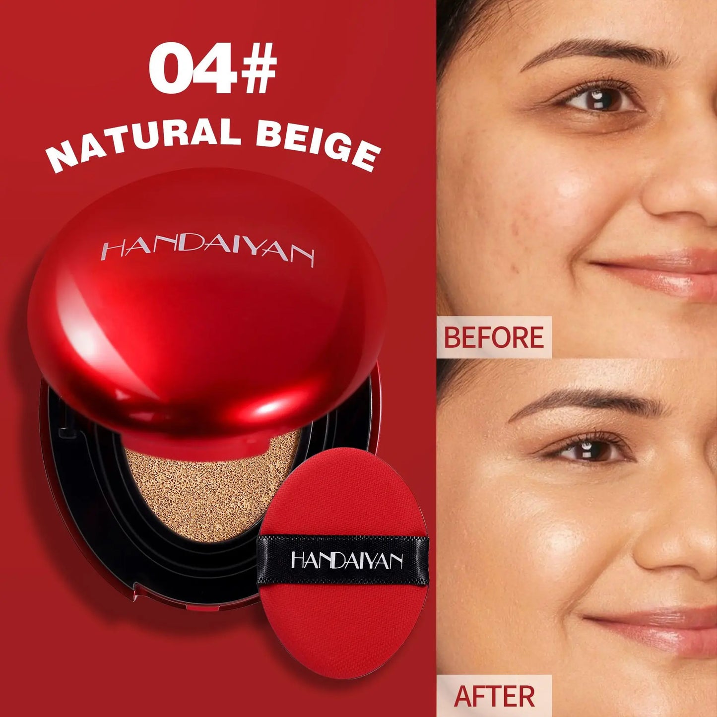 BB Cream Air Cushion Foundation - Full Coverage, Waterproof & Long-Lasting Brightening Makeup for Women - Korean Cosmetics