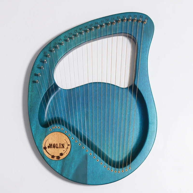 24-String Lyre Harp – Wooden Mahogany Piano Harp for Beginners with Matching Gifts