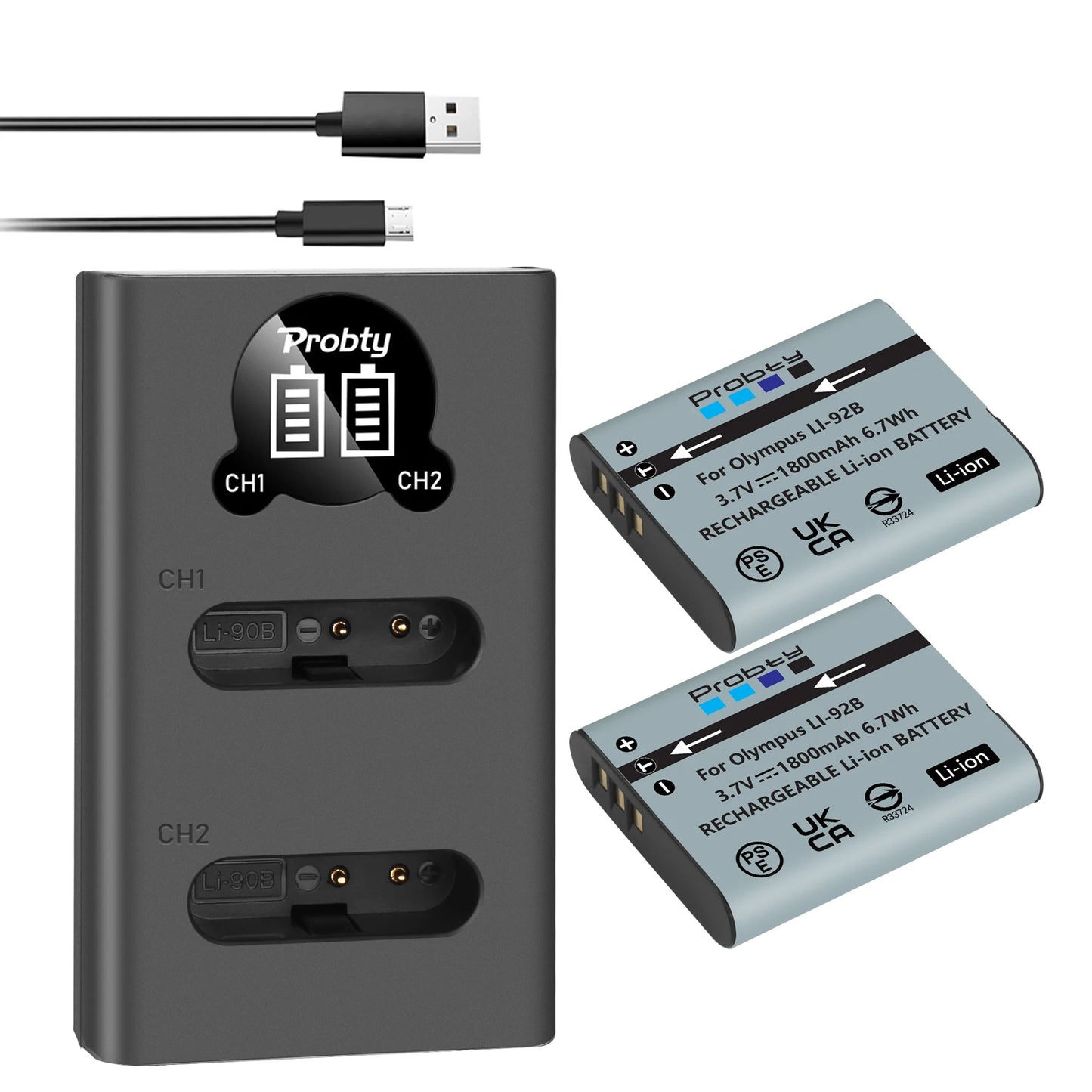 Li-90B / Li-92B Battery & Charger for Olympus Tough TG Series & SP-100 Cameras