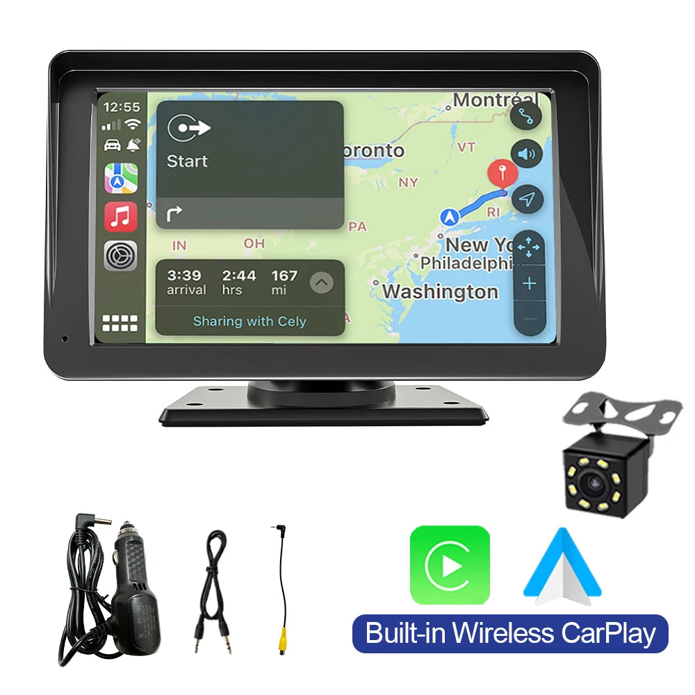 7 Inch Wireless CarPlay & Android Auto Car Radio Stereo Multimedia System with Bluetooth GPS – Universal Fit for Benz, BMW, VW & KIA Vehicles