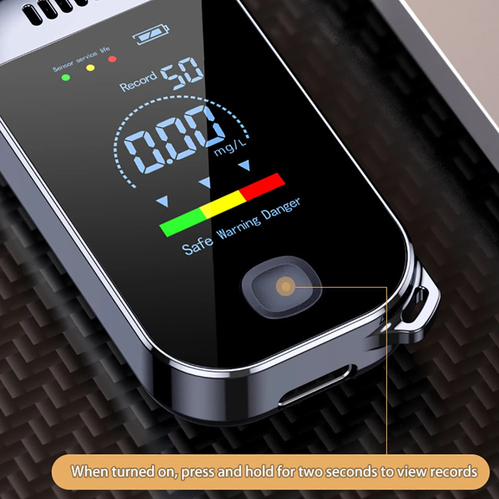 Digital Breath Alcohol Tester – USB Rechargeable Professional Breathalyzer with LCD Display & Keychain