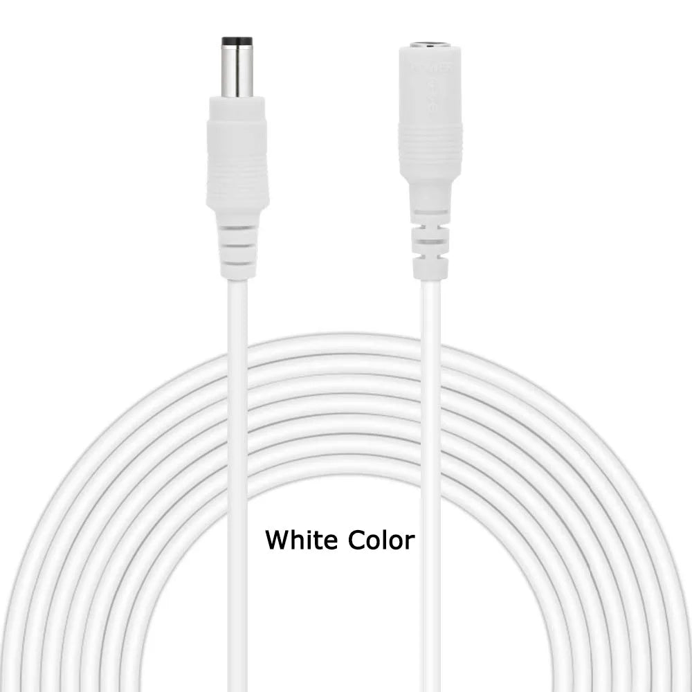 DC 12V 5.5mm x 2.1mm Extension Power Cable - Male to Female Wire for LED Lights, CCTV Cameras, 0.5m–10m Lengths