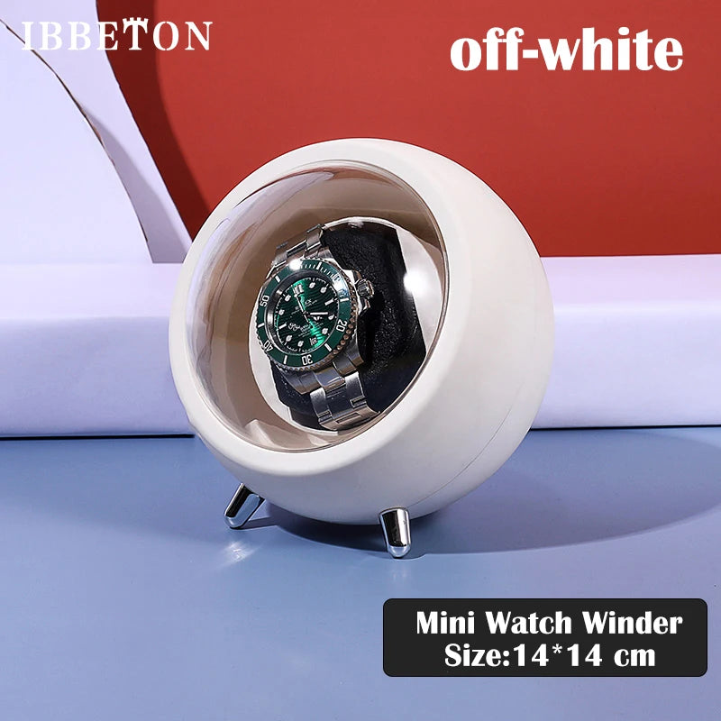 IBBETON Single Watch Winder – Automatic Storage Box with USB Cable & Battery, Mabuchi Mute Motor for Automatic Watches