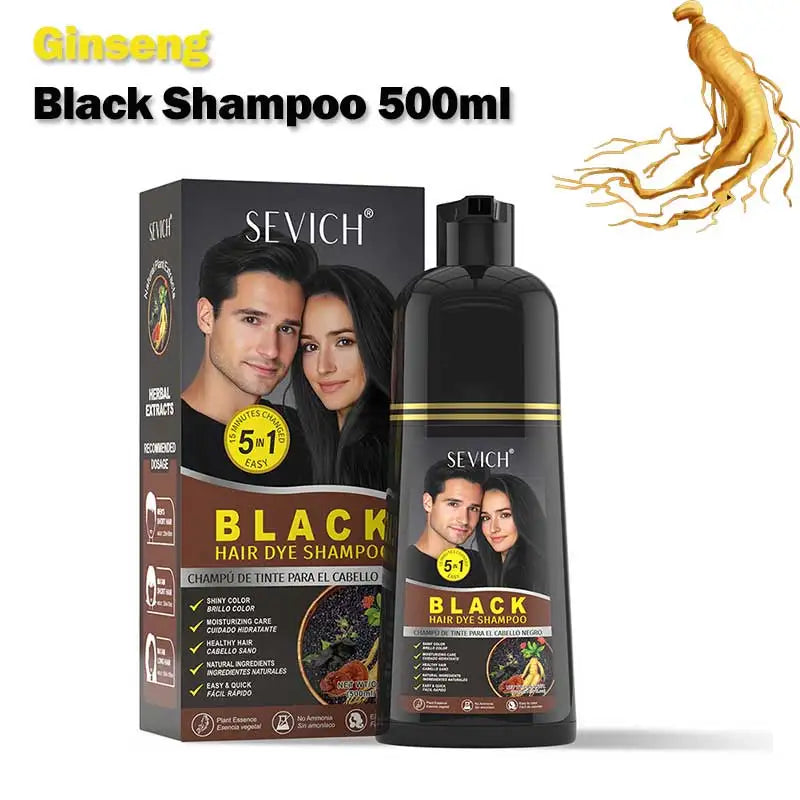 Rosemary Black Hair Dye Shampoo 500ml β DIY Herbal Gray-to-Black Coloring for Women & Men