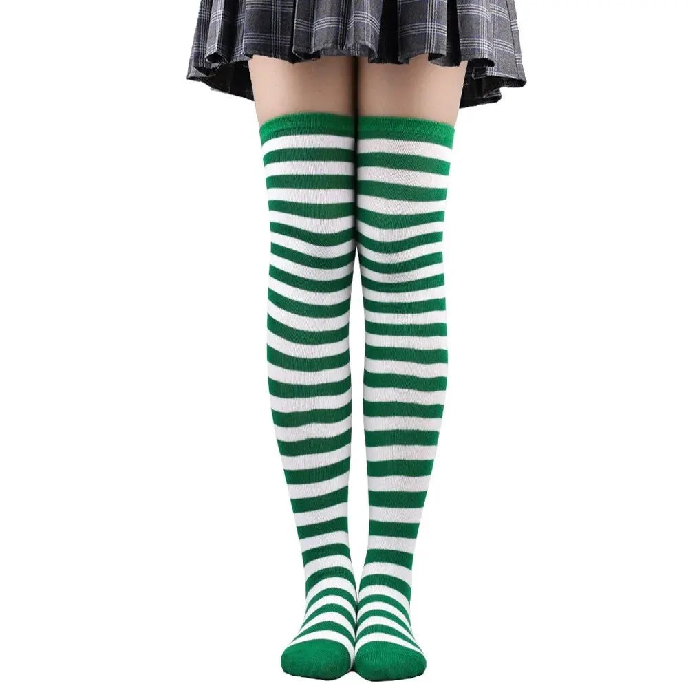 Women's Striped Knee-High Socks – Anime Cosplay Thigh-High Stockings for Girls & Women