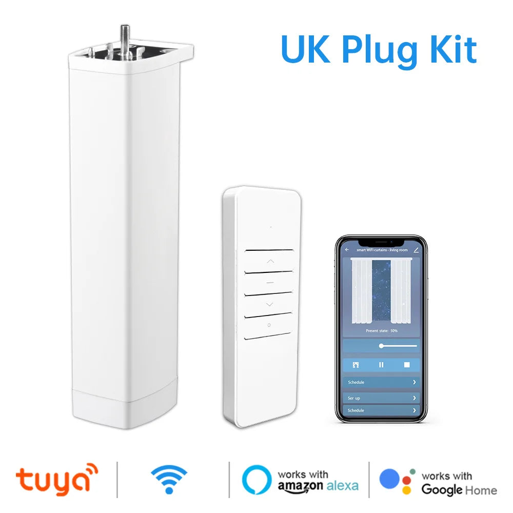 Smart Tuya WiFi/ZigBee Electric Curtain Shutter Motor – 22.5CM, RF Remote, App Control, Alexa, Google Assistant & SmartThings Compatible