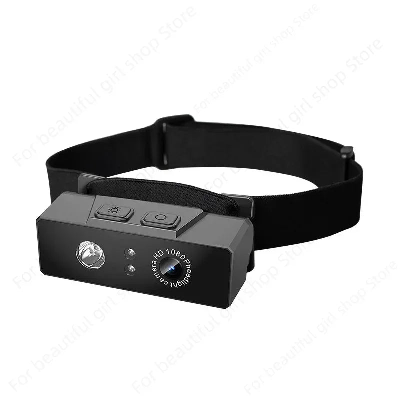 1080P HD Mini Action Camera - First-Person Headlight Sports Camcorder with Wave Hand Induction & Built-In Battery