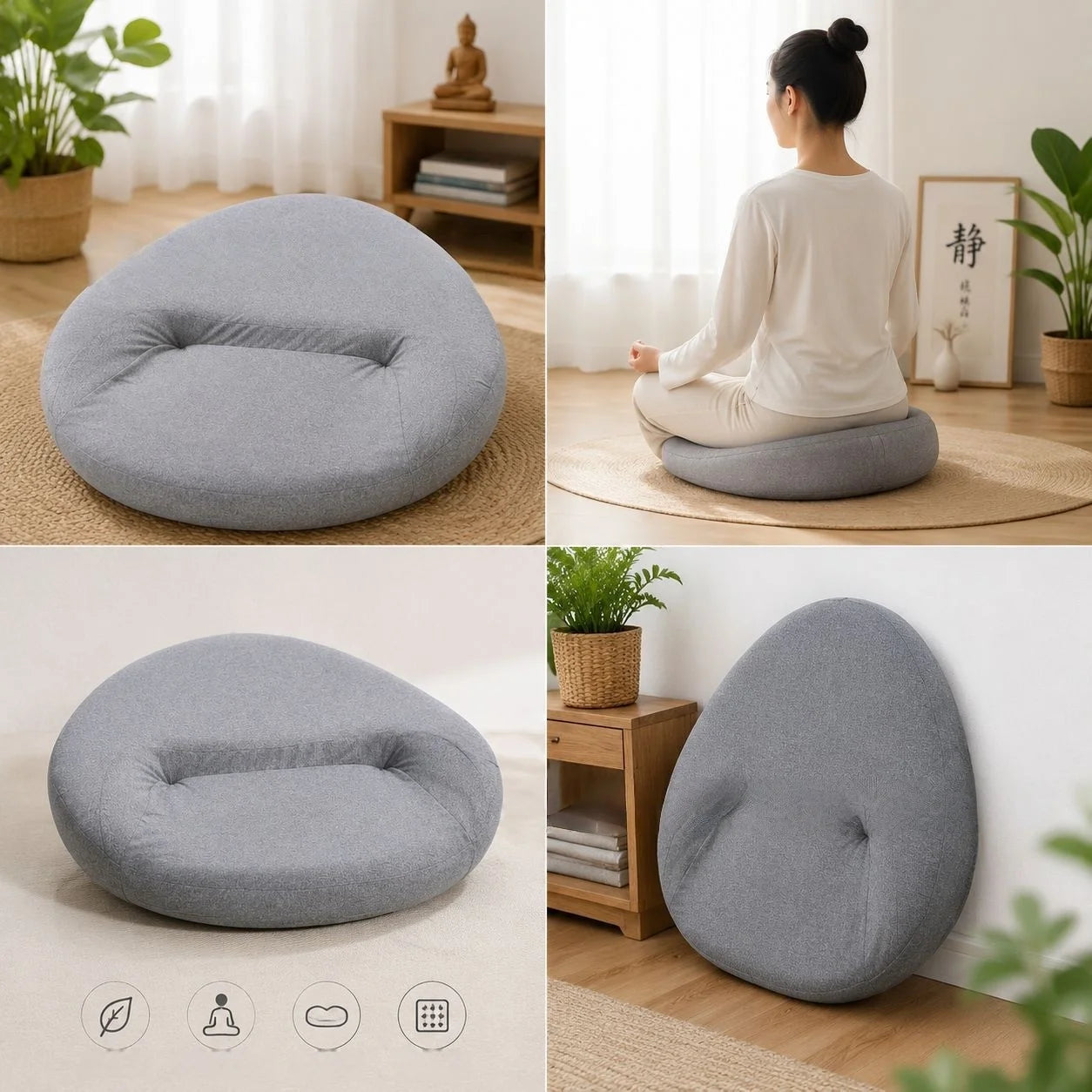 Ergonomic Meditation Cushion - Cross-Legged Yoga, Kneeling & Home Meditation Futon Pillow