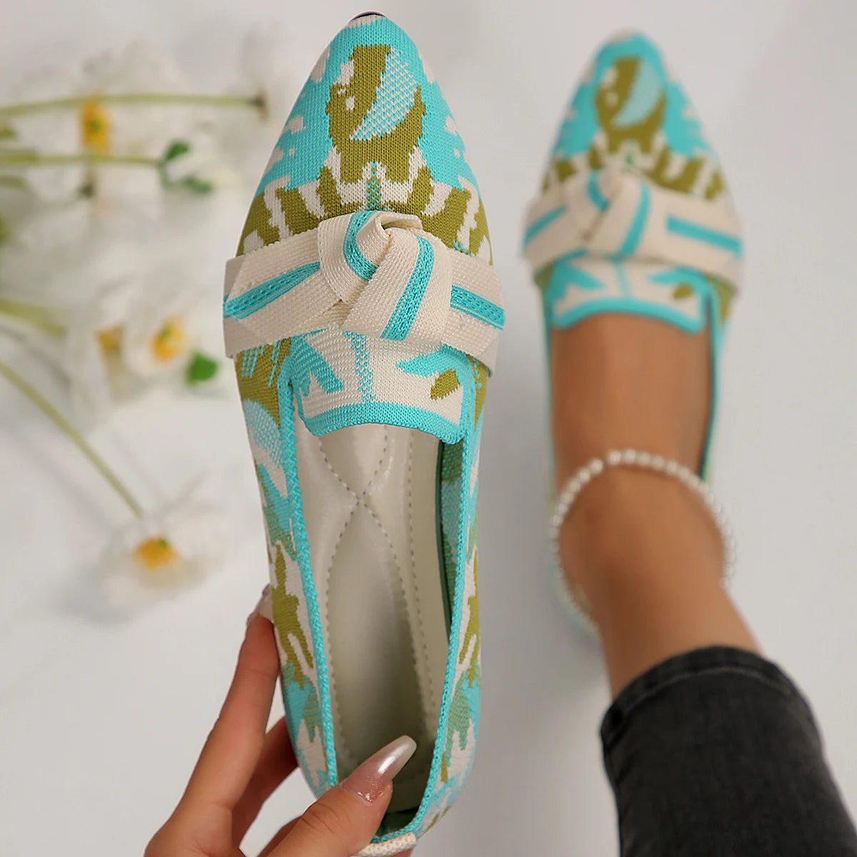 Women's Luxury Loafers Ballet Flats β Pointed Toe Slip-On Shoes with Low Heel, Barefoot Comfort & Butterfly Design