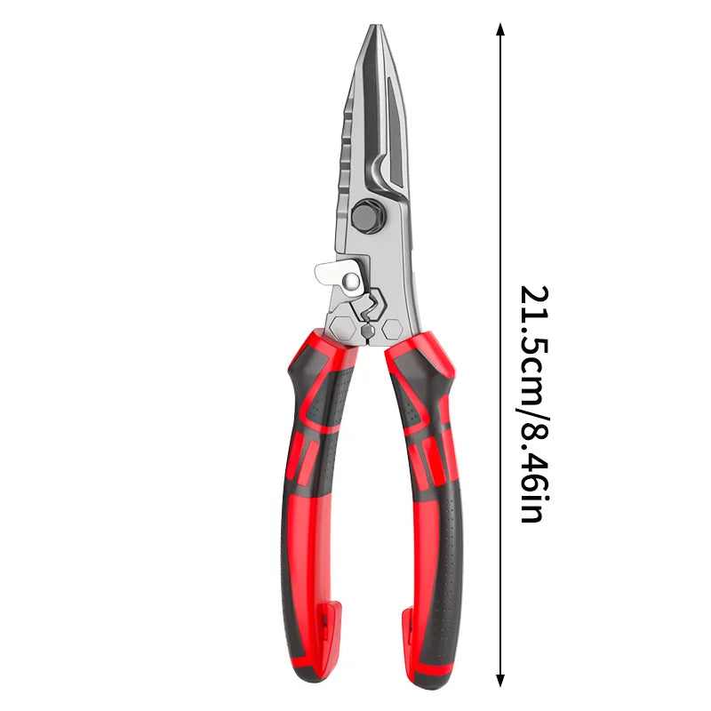 Multi-Functional Electrician Scissors - Wire Cutting, Crimping & Wrench Tool for Cable and Metal Sheets