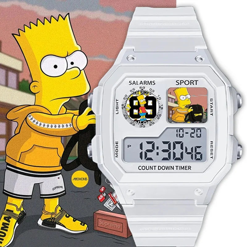 The Simpsons Cartoon Watch - Waterproof Quartz Alarm Watch with Night Light