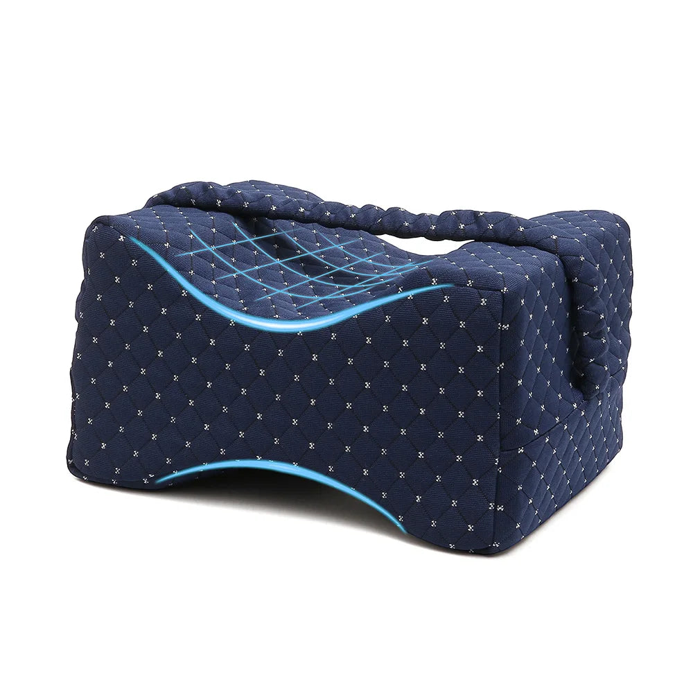 Memory Foam Knee Pillow for Side Sleepers – Soft Leg Support Cushion with Adjustable Straps