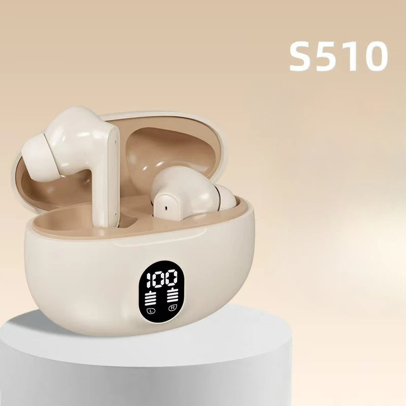 S510 TWS Wireless Bluetooth 5.3 Earbuds - LED Digital Display Stereo Headphones for Xiaomi & More