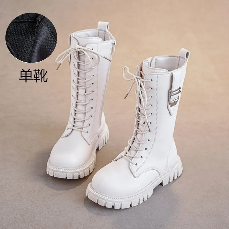 2025 Kids Knee-High Boots – Autumn British Style Girls’ Princess Boots, Zipper, Comfortable, Non-Slip & Buckle Design