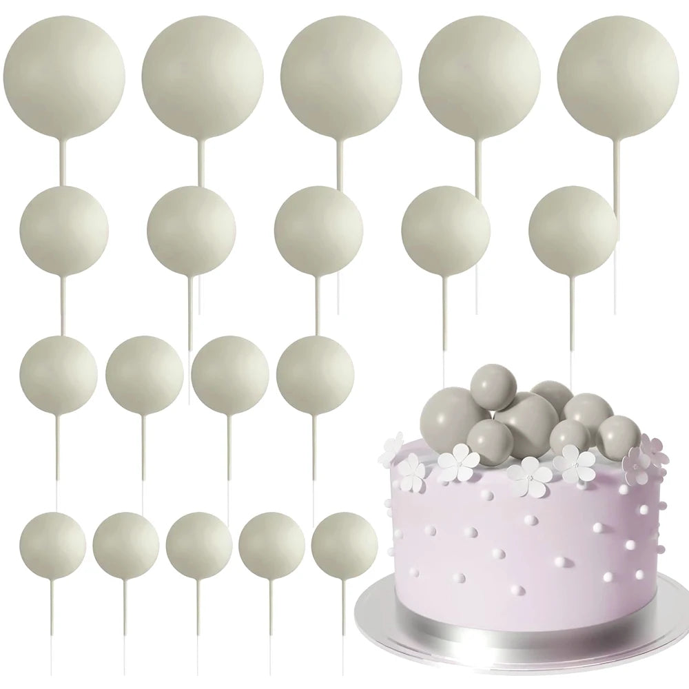 20Pcs Colorful Cake Topper Balls β Gold, Silver & Pastel DIY Cake Decorations for Birthday, Wedding & Party Supplies