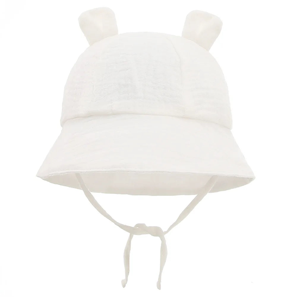 Muslin Cotton Baby Sun Hat – Soft Summer Panama Bucket Cap for Infants (3–12M) | Breathable Kids Sun Protection Hat for Boys & Girls