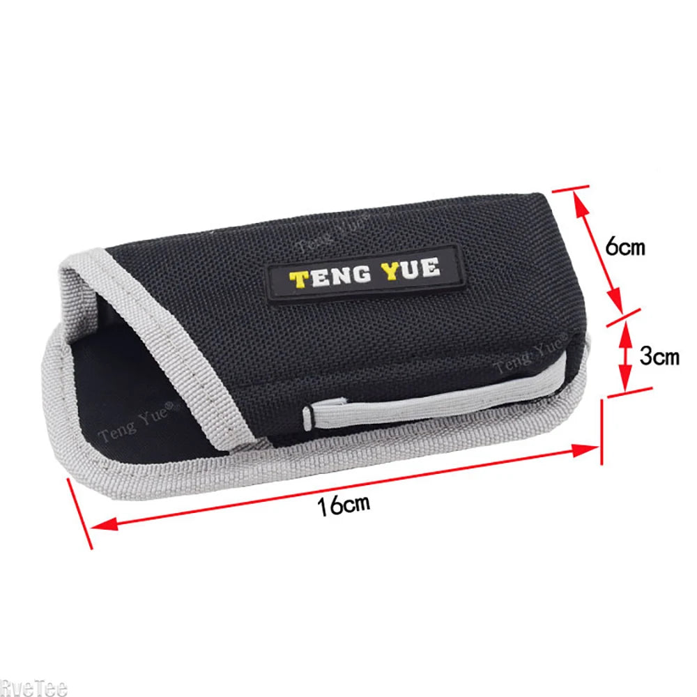Portable Tool Belt Pouch - Compact Organizer Bag with Metal Hooks for Electrician Tools
