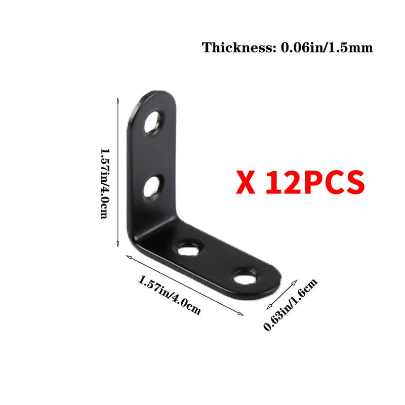12PCS L Bracket Shelf Supports - 90 Degree Right Angle Corner Joints for Shelves Furniture & Wooden Boxes