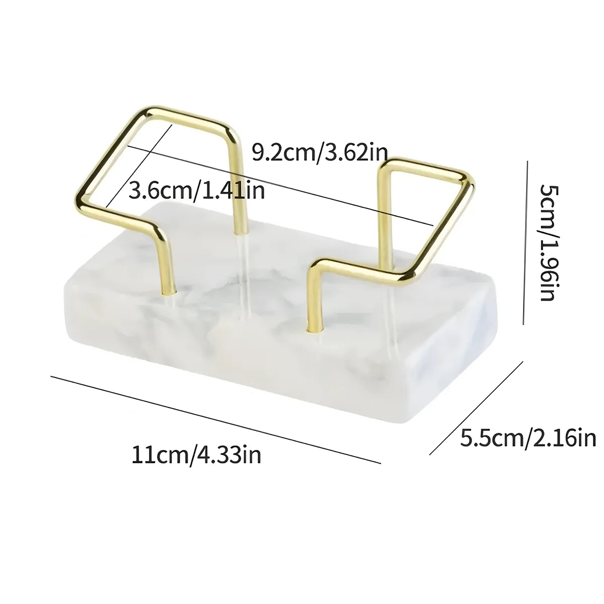 Marble Business Card Holder Desktop Organizer — Office Name Card Display & Memo Storage Stand