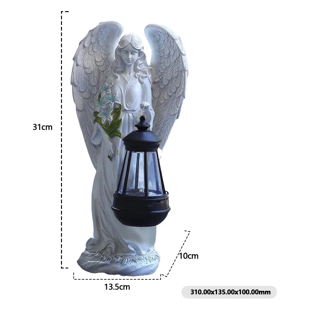 Solar Angel Garden Statue Lamp - Waterproof Fairy Figurine Light for Outdoor Yard, Patio & Lawn Decoration