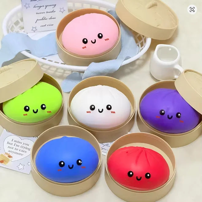 Colorful Dumpling Squishy Toy - Soft Rebound Stress Relief & Fidget Squeeze Toy