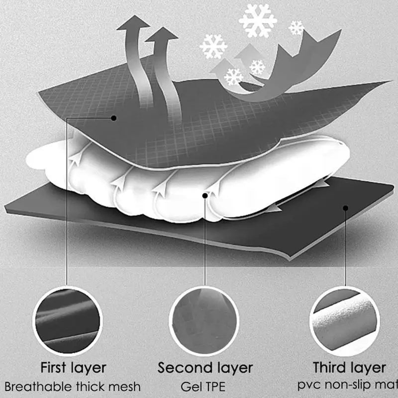 Motorcycle Gel Seat Cushion – Breathable Anti-Slip Shock Absorption Seat Cover with Heat Insulation & Sunscreen Protection (All Seasons)