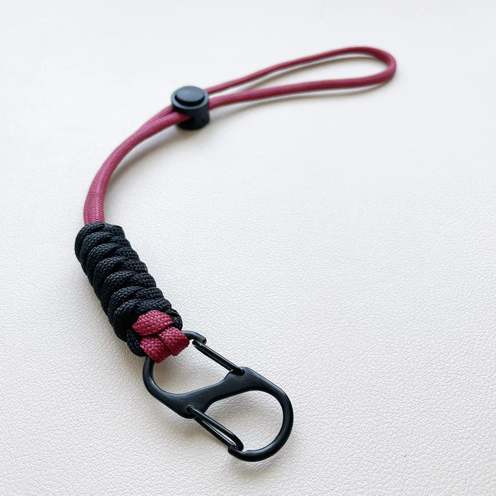 Woven Umbrella Rope Keychain - Outdoor Wrist Strap with Buckle for Car Keys & Gear