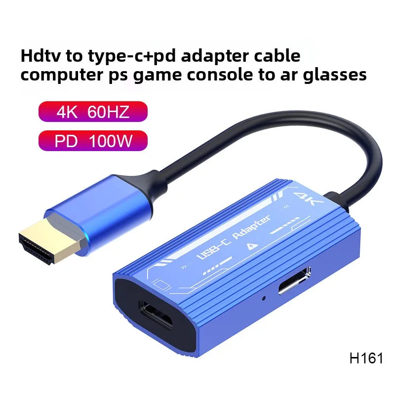 AR Glasses Hub Multi-Device USB-C to HDMI Adapter – Type-C Video Converter with Charging Support for XREAL, RayNeo & Nintendo Switch