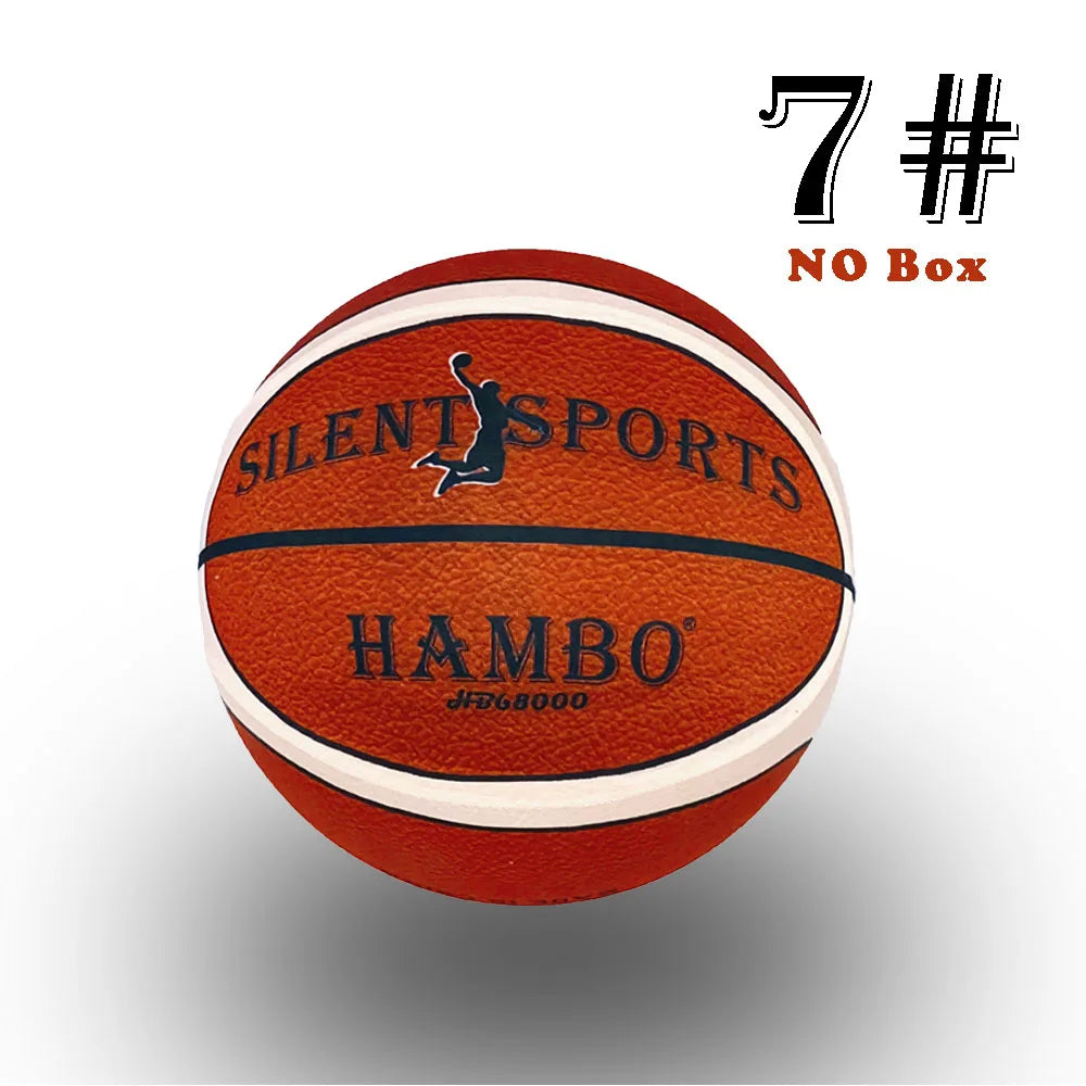 Silent Indoor Basketball – Airless Foam Dribbling Ball, Size 7/6/5 with Grooved Quiet Training Design