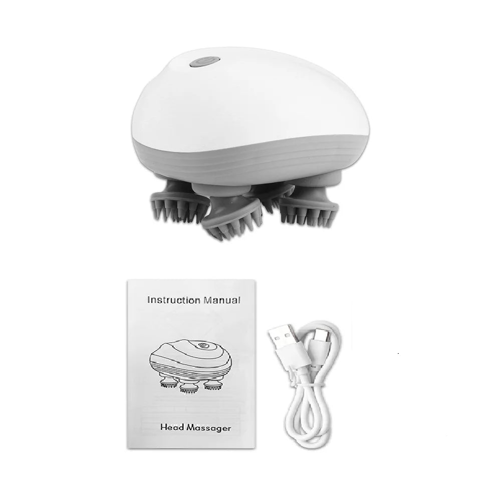 Electric Head Scalp Massager β 4 Kneading Heads for Hair Growth, Deep Tissue Relaxation & Pet Use
