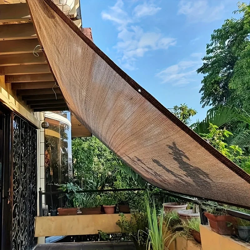 Brown UV Protection Sun Shade Canopy - Durable Outdoor Shade Net for Travel, Picnics, Pools & Garden Use