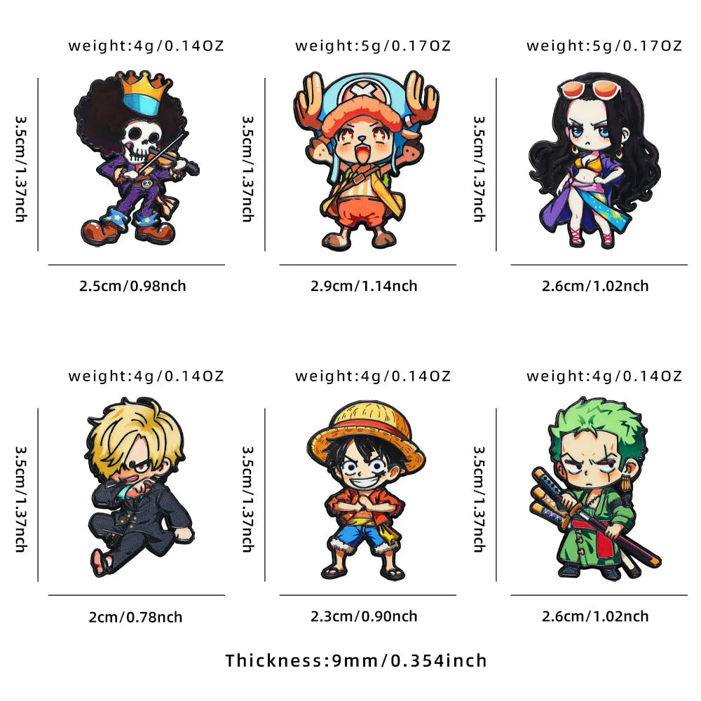 6PCS One Piece Anime Enamel Brooch Set - Luffy, Zoro, Sanji and Brook Chibi Character Pins for Fans and Gifts