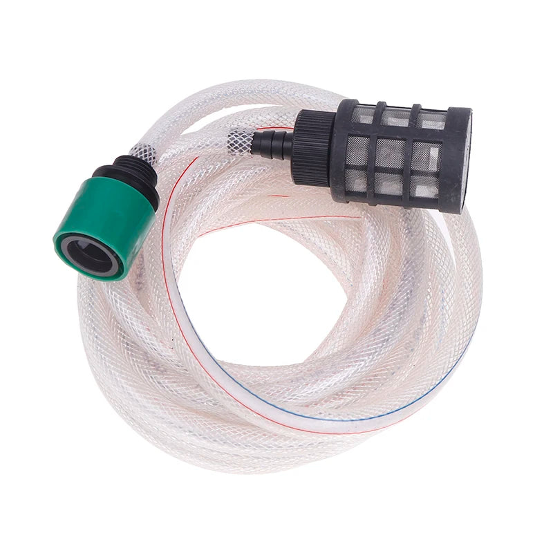 5M Portable Pressure Washer Hose Kit - Battery-Powered Car Washing Machine Suction Pipe with Water Inlet Filter for Home & Auto Cleaning