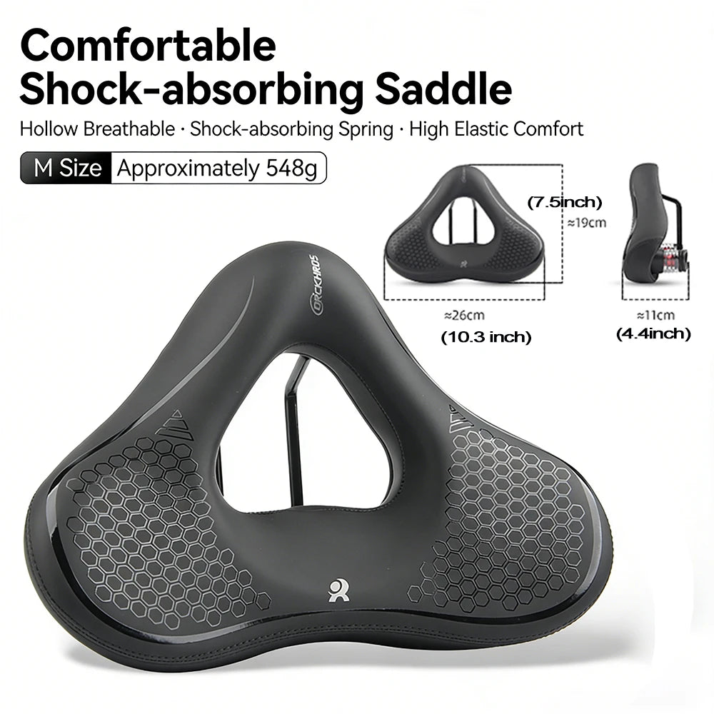 Ergonomic Bike Saddle - Thick Soft Shock-Absorbing Hollow Breathable Seat for Mountain & Road Bikes