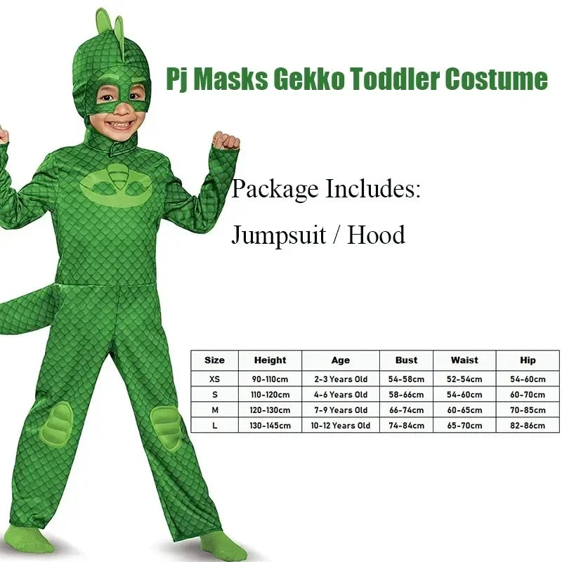 Anime Superhero Cosplay Costume - Owlette, Catboy, Connor, Greg & Gekko Cloak Suit for Boys' Parties and Performances