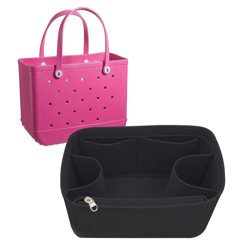 Felt Bag Organizer Insert for Bogg Bag – Large Multi-Pocket Inner Divider & Tote Shaper for Rubber Beach & Travel Bags