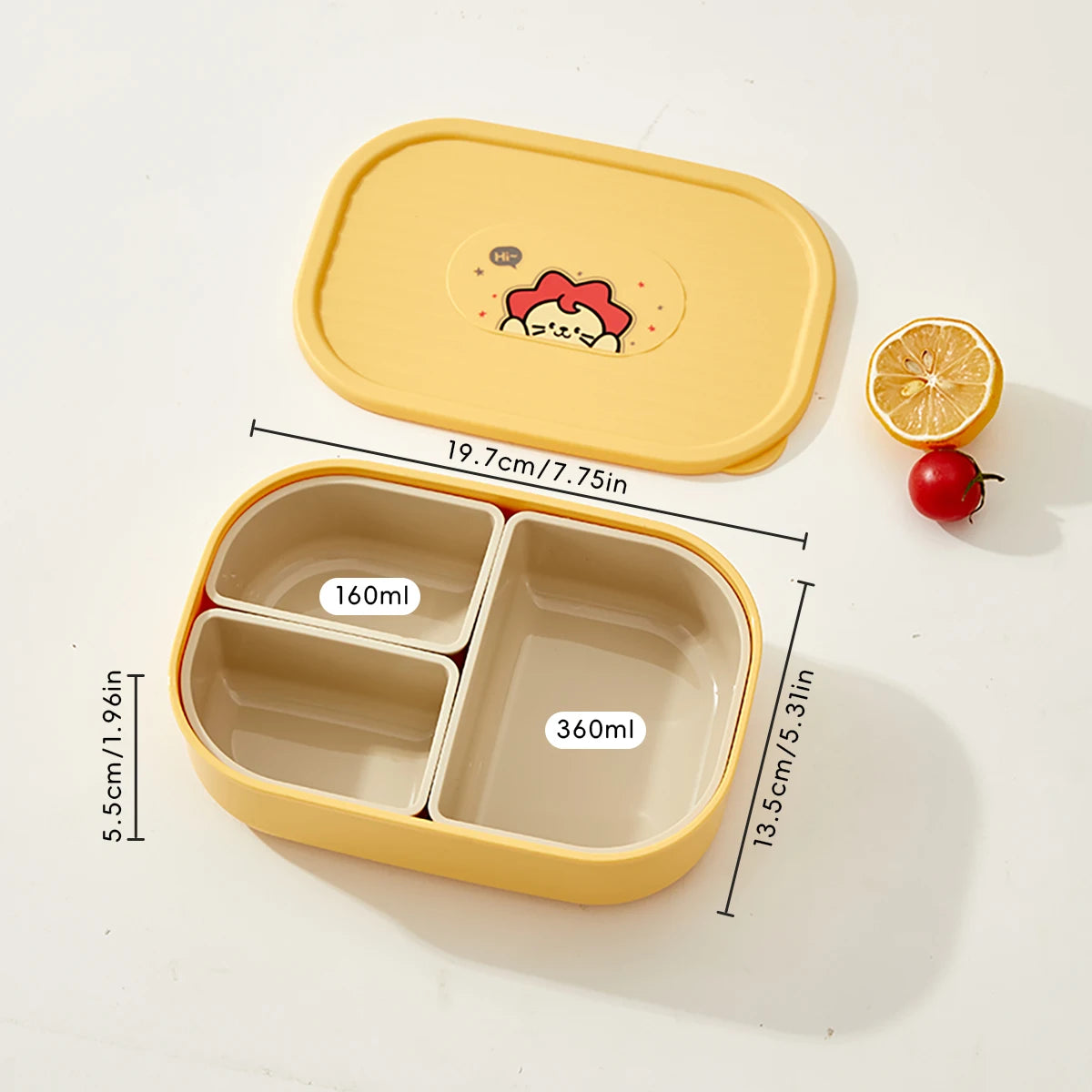 WORTHBUY 3-Grid Portable Lunch Box β Outdoor Sealed Divided Food Container, Detachable Plastic Microwave-Safe Box for Kids & Students