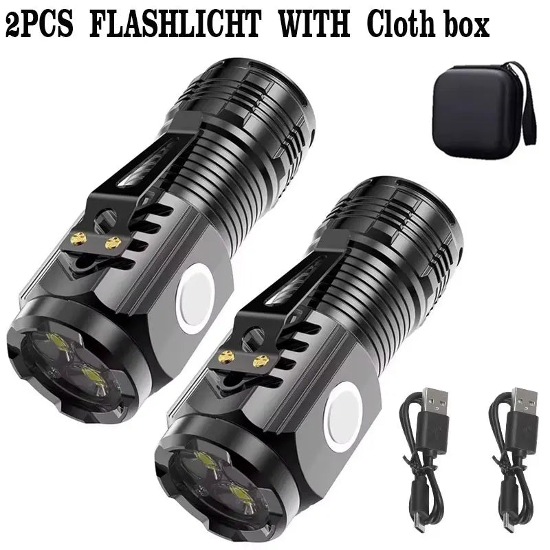 Mini 3 LED Rechargeable Flashlight with Pen Clip β Portable Waterproof Emergency Torch for Night Walking & Outdoor Use High Brightness Spotlight Light