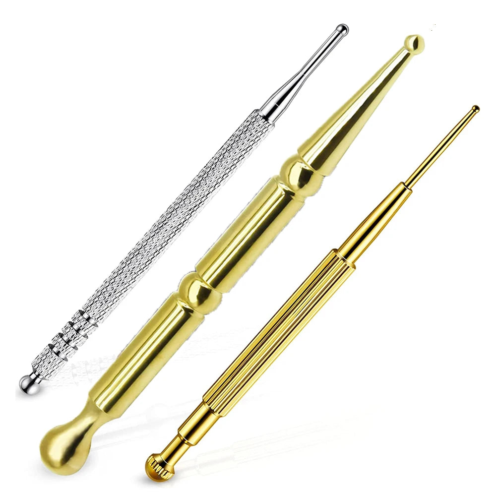 Facial Reflexology Massage Tool – Retractable Acupuncture Pen with Double-Headed Spring for Ear & Face Care