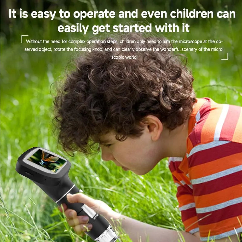 Dodosee 2.4" Digital Microscope 1600X 1080P – Handheld Portable Magnifier with 8 LED Lights for Coins, Kids Learning, Photo & Video Inspection