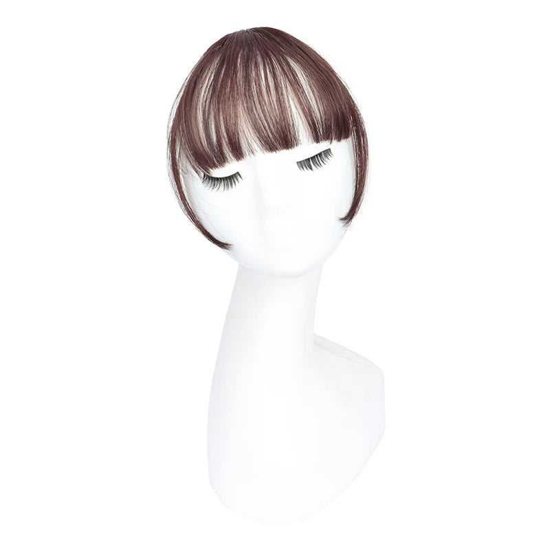 Synthetic Invisible Air Bangs Hair Extensions – Fake Front Fringe Hairpiece, Black & Brown Clip-In Bangs for Women