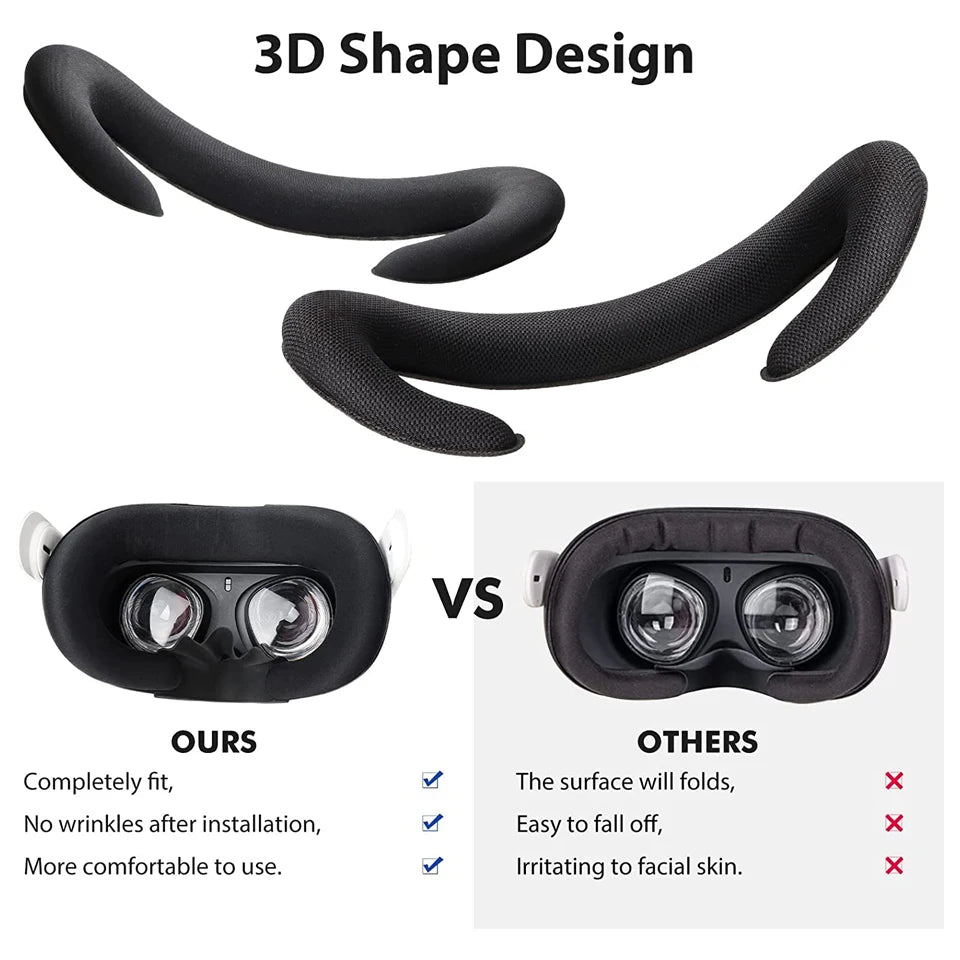 Foam Replacement 3D Shaped Facial Interface Bracket – Widened Accessories for Oculus Quest 2 – Breathable Sweat Guard Face Pad