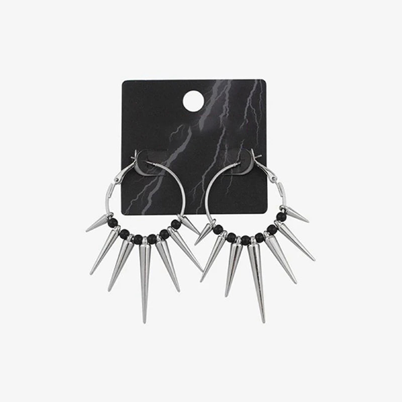 Grunge Rock Rivet Hoop Earrings – Cool Hip Hop & Punk Earrings for Women, E-Girl Fashion Korean Jewelry
