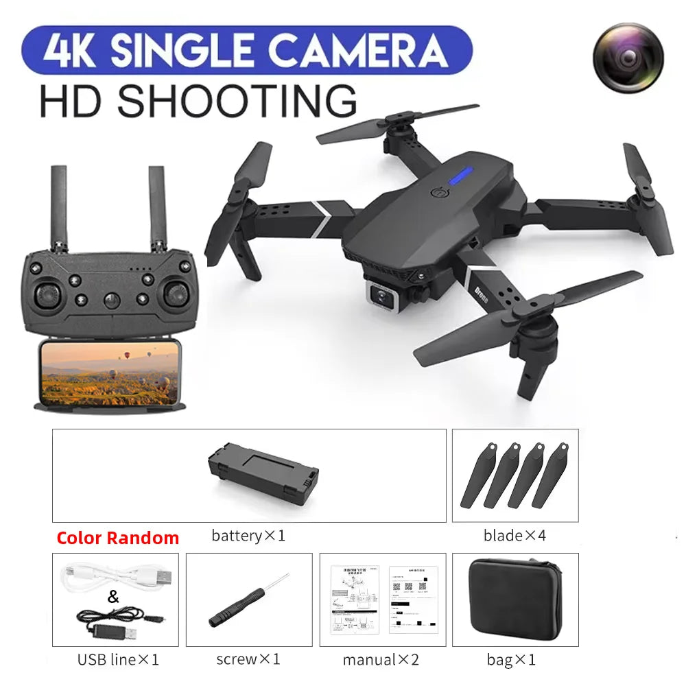 KBDFA 2023 E88 Pro WIFI FPV Drone – 4K/1080P HD Camera, Height Hold, Foldable Quadcopter Helicopter for Kids & Gifts 4o mini