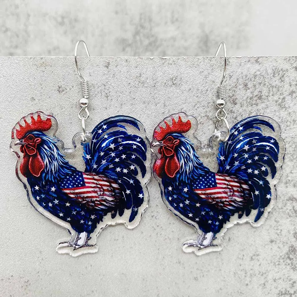 Patriotic Sunflower Acrylic Earrings - 4th of July American Flag Jewelry Gifts for Women Independence Day Parties