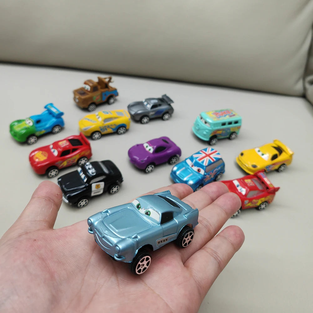 12pcs Disney Pixar Cars Toy Set β Lightning McQueen, Jackson Storm, Mater & More | Back-Force PVC Model Cars for Kids