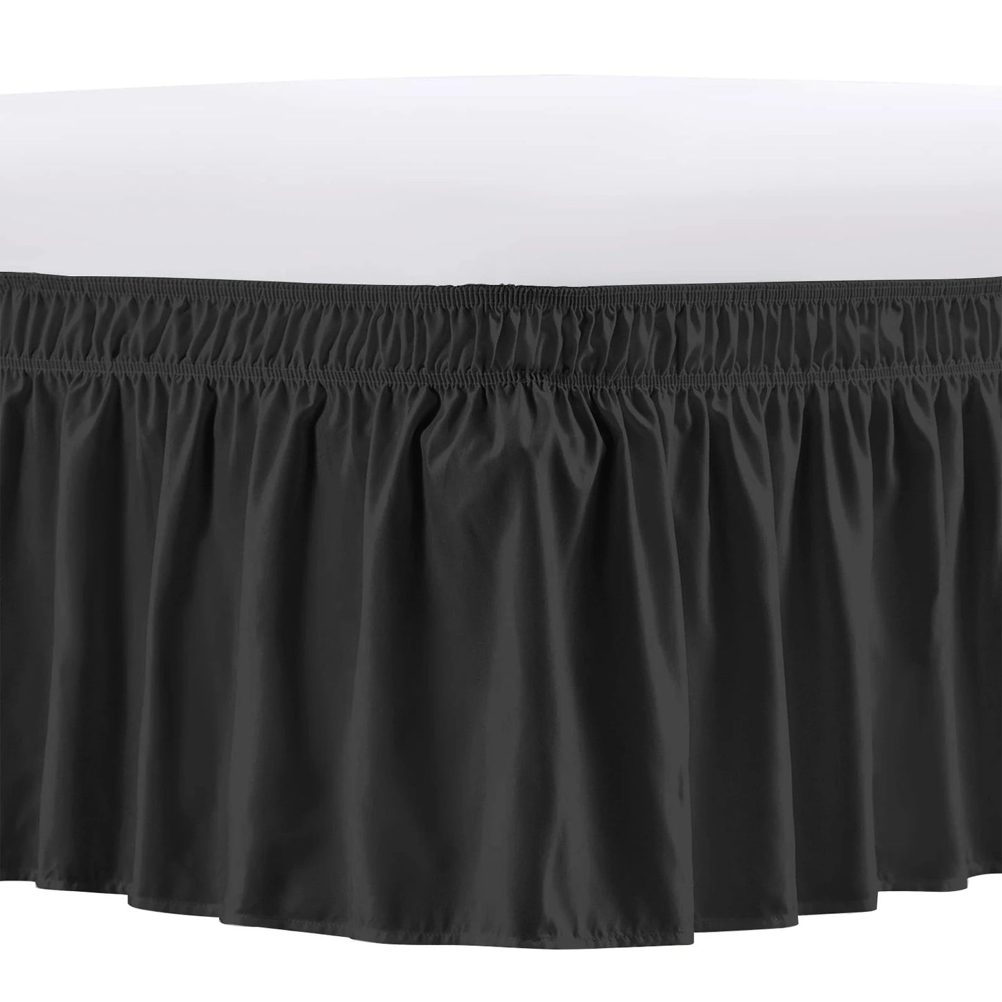 Elastic Wrap-Around Bed Skirt – Wrinkle, Fade & Shrink Resistant Dust Ruffle Easy-Fit Bedding Cover for Adjustable Beds