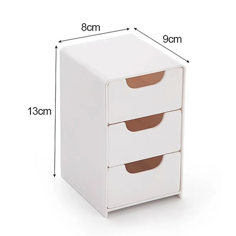 3-Tier Makeup & Jewelry Storage Box - Large Capacity Desktop Organizer with Drawers