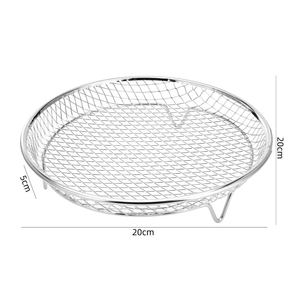 Stackable Air Fryer Rack - Stainless Steel Grill Basket & Non-Stick Cooking Tray for Kitchen Use