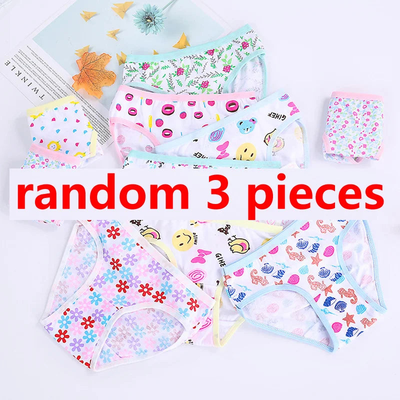 1/3/6/12 Pcs Girls Cotton Panties Set - Cute Print Kids Briefs Soft Breathable Children Underwear Shorts